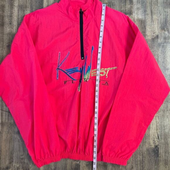 Key Florida Florida 1991 VTG Neon Pink 1/4 Zip Windbreaker Unisex One Size (XL) - Picture 6 of 8